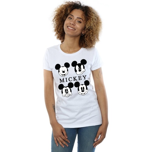 textil Mujer Camisetas manga larga Disney Mickey Mouse Four Heads Blanco