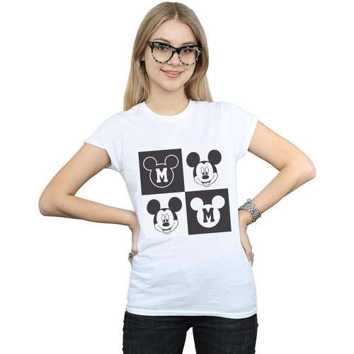 textil Mujer Camisetas manga larga Disney Mickey Mouse Smiling Squares Blanco