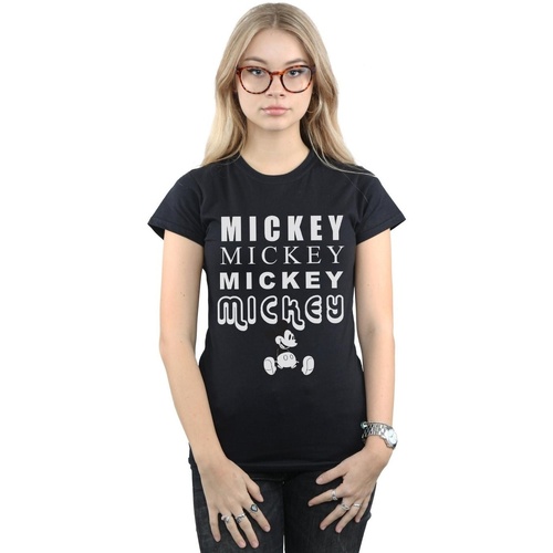 textil Mujer Camisetas manga larga Disney Mickey Mouse Sitting Negro