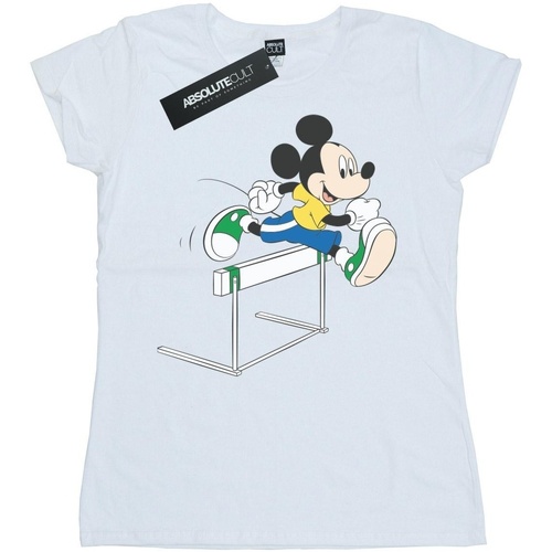 textil Mujer Camisetas manga larga Disney Mickey Mouse Hurdles Blanco