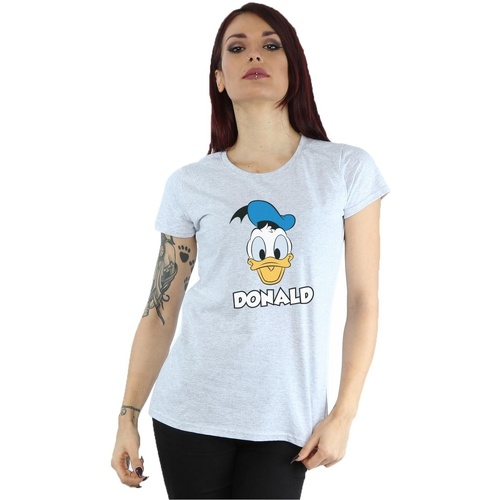 textil Mujer Camisetas manga larga Disney Donald Duck Face Gris