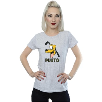 textil Mujer Camisetas manga larga Disney Pluto Face Gris