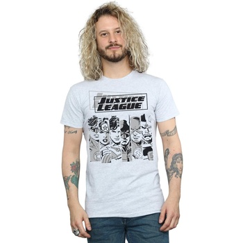 textil Hombre Camisetas manga larga Dc Comics Justice League Stripes Gris