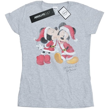 textil Mujer Camisetas manga larga Disney Mickey And Minnie Christmas Kiss Gris