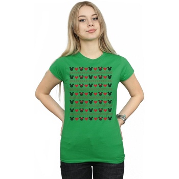 textil Mujer Camisetas manga larga Disney Mickey And Minnie Christmas Hearts Verde