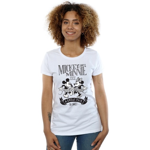 textil Mujer Camisetas manga larga Disney Mickey And Minnie Mouse Great Pair Blanco
