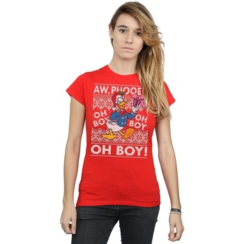 textil Mujer Camisetas manga larga Disney Donald Duck Christmas Fair Isle Rojo