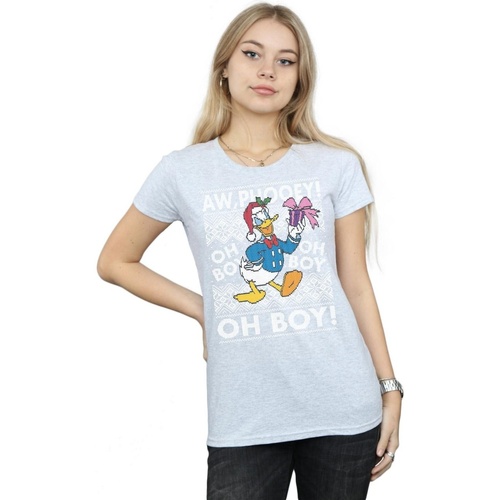 textil Mujer Camisetas manga larga Disney Donald Duck Christmas Fair Isle Gris