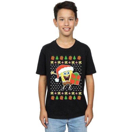 textil Niño Camisetas manga corta Spongebob Squarepants Ugly Christmas Negro