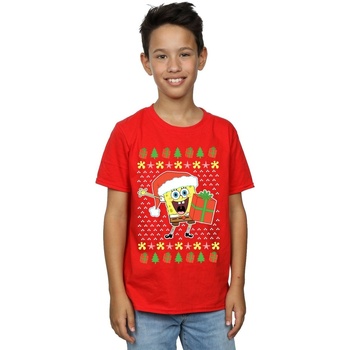 textil Niño Camisetas manga corta Spongebob Squarepants Ugly Christmas Rojo