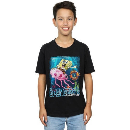 textil Niño Camisetas manga corta Spongebob Squarepants Jellyfish Riding Negro
