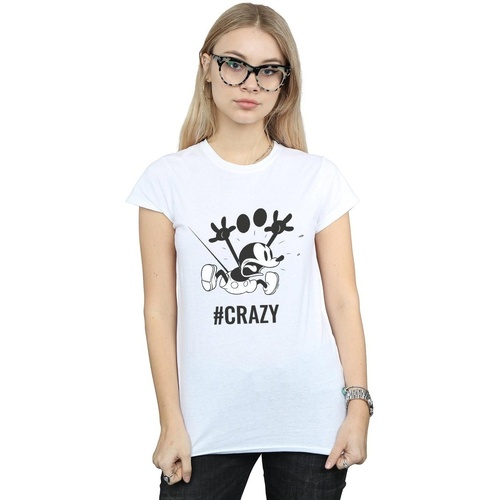 textil Mujer Camisetas manga larga Disney Mickey Mouse Crazy Blanco
