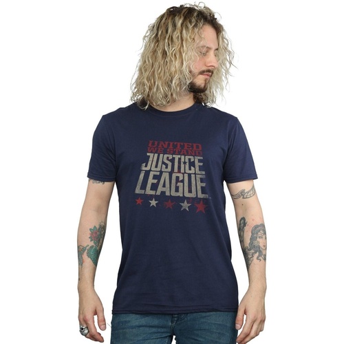 textil Hombre Camisetas manga larga Dc Comics Justice League Movie United We Stand Azul