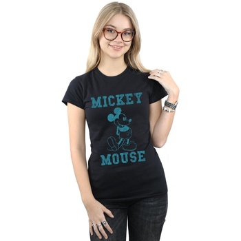 textil Mujer Camisetas manga larga Disney Mickey Mouse Distressed Kick Mono Negro