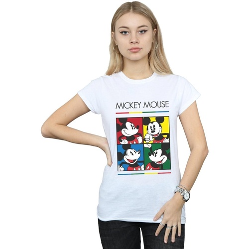 textil Mujer Camisetas manga larga Disney Mickey Mouse Square Colour Blanco