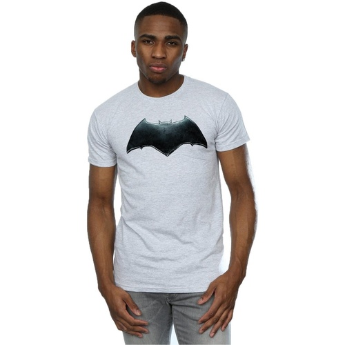 textil Hombre Camisetas manga larga Dc Comics Justice League Movie Batman Emblem Gris