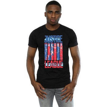 textil Hombre Camisetas manga larga Dc Comics Justice League Movie Team Flag Negro
