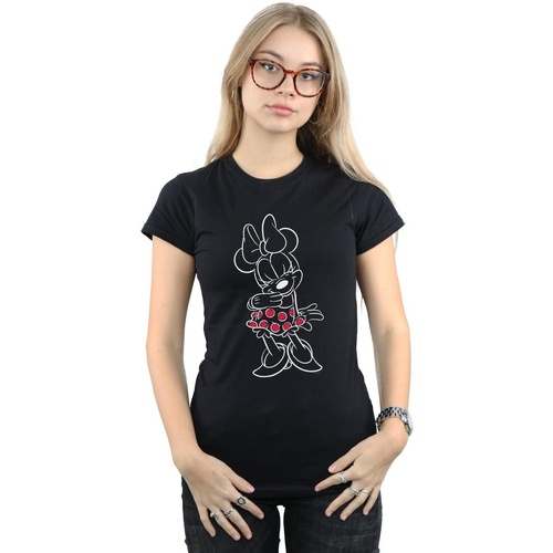 textil Mujer Camisetas manga larga Disney Minnie Mouse Outline Polka Dot Negro