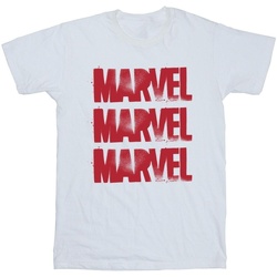 textil Niña Camisetas manga larga Marvel Red Spray Logos Blanco