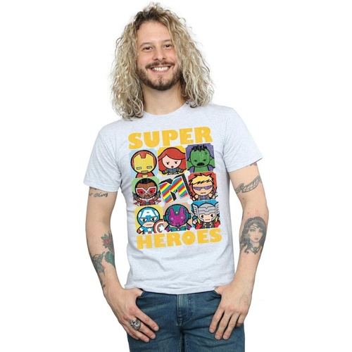 textil Hombre Camisetas manga larga Marvel Kawaii Super Heroes Gris