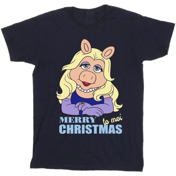 textil Niña Camisetas manga larga Disney Muppets Miss Piggy Queen of Holidays Azul