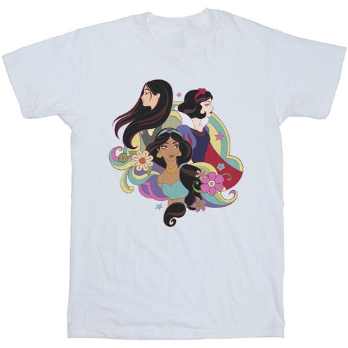 textil Niño Camisetas manga corta Disney Princess Mulan Jasmine Snow White Blanco