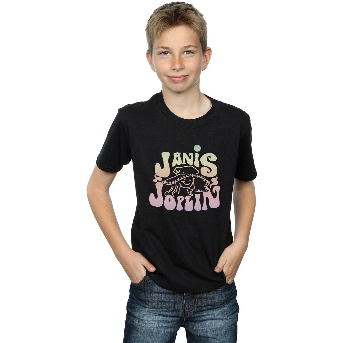 textil Niño Camisetas manga corta Janis Joplin Pastel Logo Negro