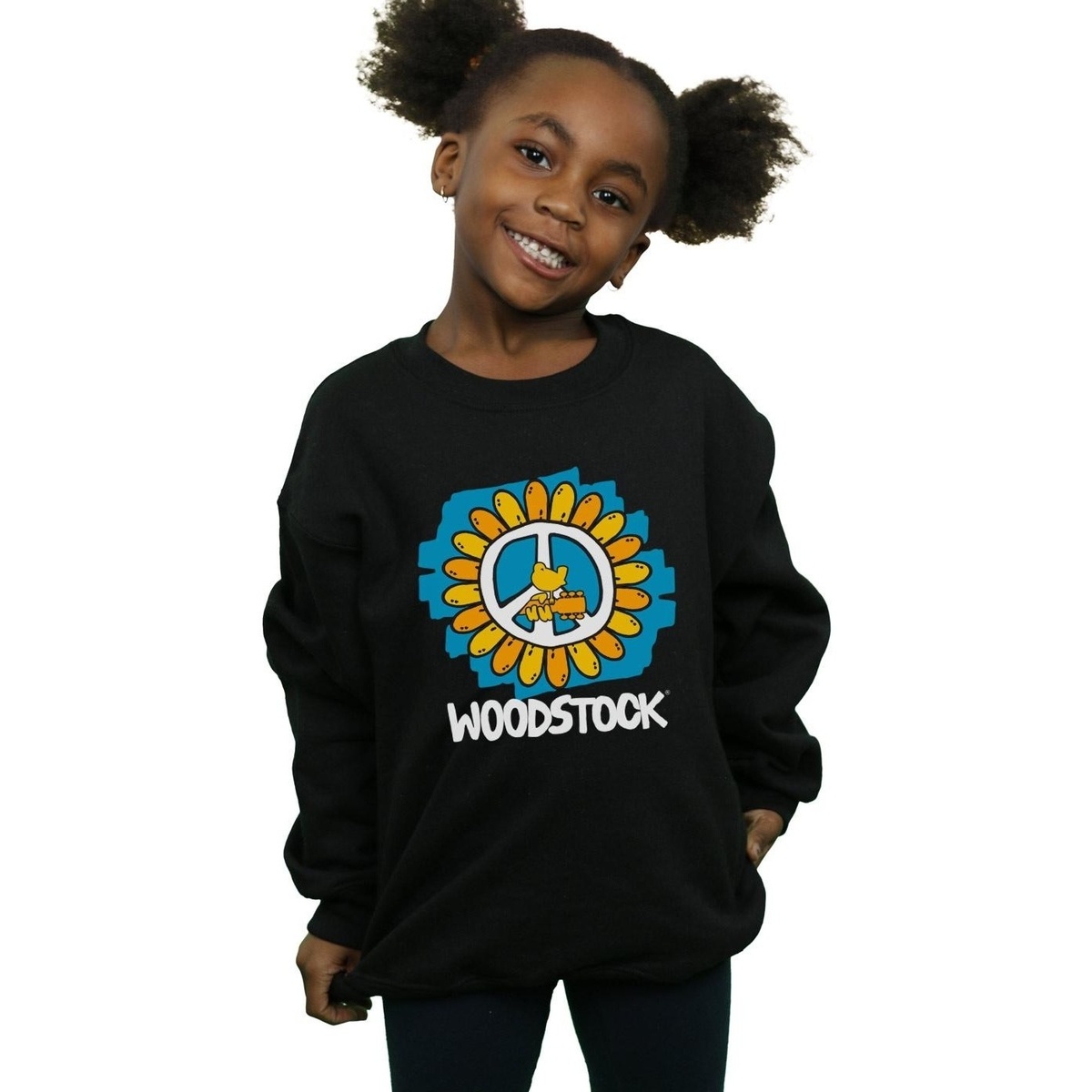 textil Niña Sudaderas Woodstock Flower Peace Negro