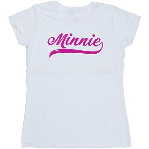 textil Mujer Camisetas manga larga Disney Minnie Mouse Logo Blanco
