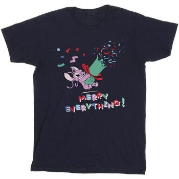 textil Hombre Camisetas manga larga Disney Lilo And Stitch Angel Merry Everything Azul