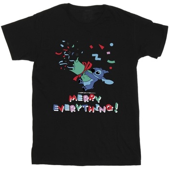 textil Hombre Camisetas manga larga Disney Lilo And Stitch Stitch Merry Everything Negro