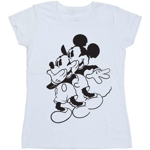 textil Mujer Camisetas manga larga Disney Mickey Mouse Shake Blanco