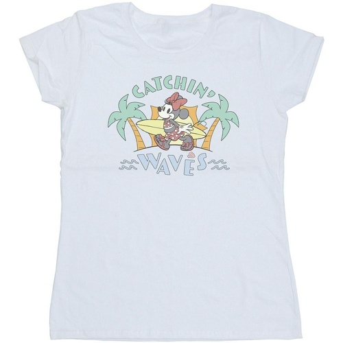 textil Mujer Camisetas manga larga Disney Minnie Mouse Catchin Waves Blanco
