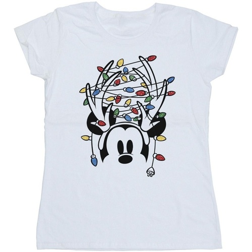 textil Mujer Camisetas manga larga Disney Mickey Mouse Christmas Head Lights Blanco