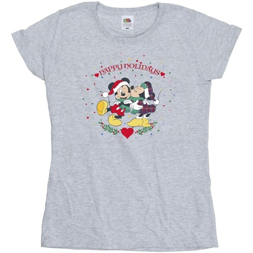 textil Mujer Camisetas manga larga Disney Mickey Mouse Mickey Minnie Christmas Gris
