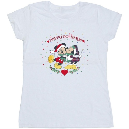 textil Mujer Camisetas manga larga Disney Mickey Mouse Mickey Minnie Christmas Blanco