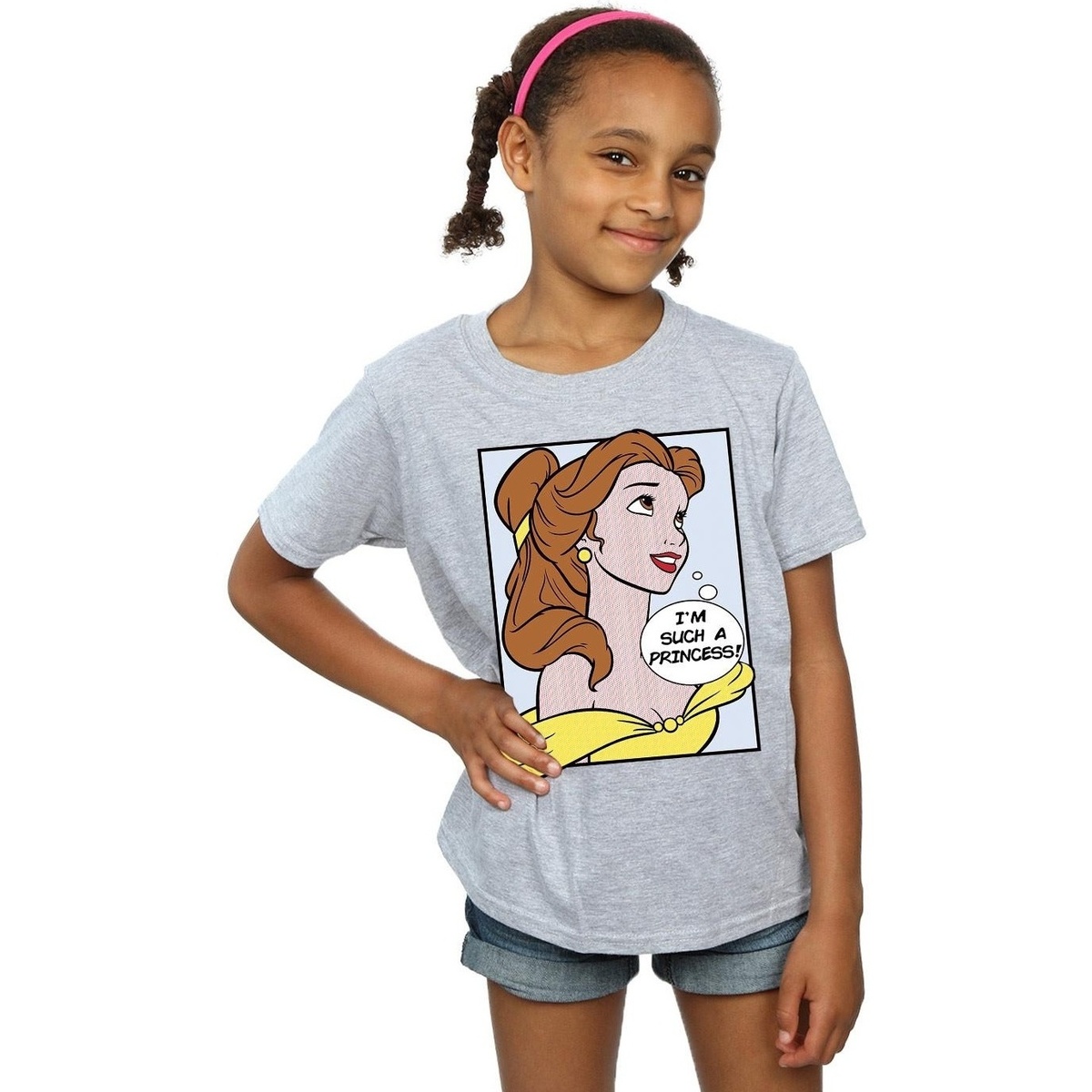 textil Niña Camisetas manga larga Disney Belle Pop Art Gris