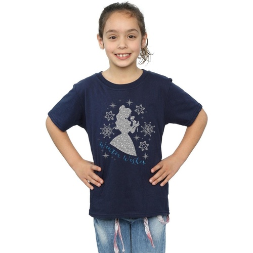 textil Niña Camisetas manga larga Disney Belle Winter Silhouette Azul