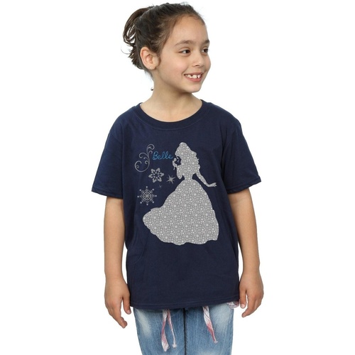 textil Niña Camisetas manga larga Disney Belle Christmas Silhouette Azul