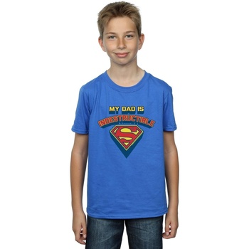 textil Niño Camisetas manga corta Dc Comics Superman My Dad Is Indestructible Azul