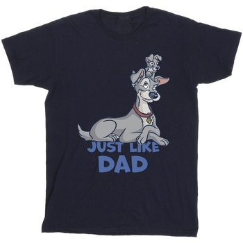textil Hombre Camisetas manga larga Disney Lady And The Tramp Just Like Dad Azul