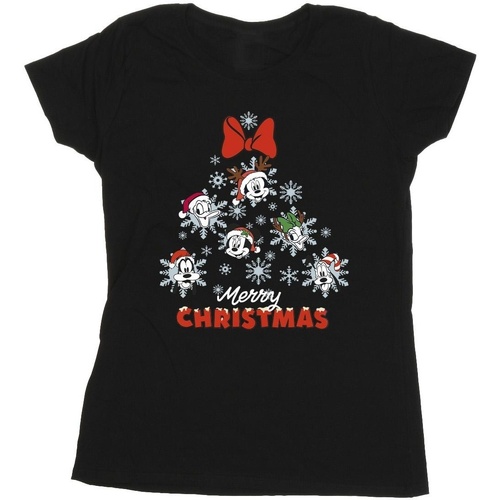 textil Mujer Camisetas manga larga Disney Mickey Mouse And Friends Christmas Tree Negro