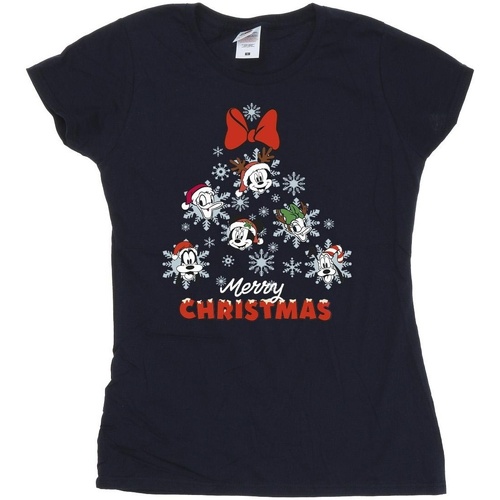 textil Mujer Camisetas manga larga Disney Mickey Mouse And Friends Christmas Tree Azul