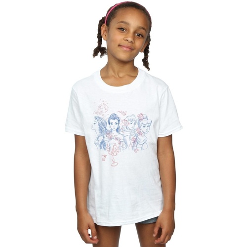 textil Niña Camisetas manga larga Disney Princess Sketch Blanco