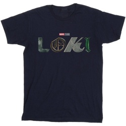 textil Hombre Camisetas manga larga Marvel Loki Logo Azul