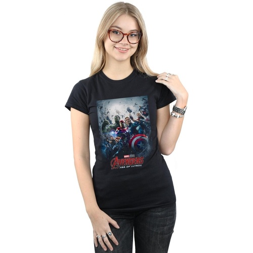 textil Mujer Camisetas manga larga Marvel Studios Avengers Age Of Ultron Poster Negro