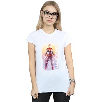 textil Mujer Camisetas manga larga Marvel Captain  Watercolour Blanco