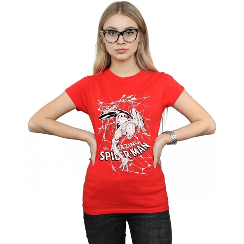 textil Mujer Camisetas manga larga Marvel Spider-Man Web Crawler Rojo