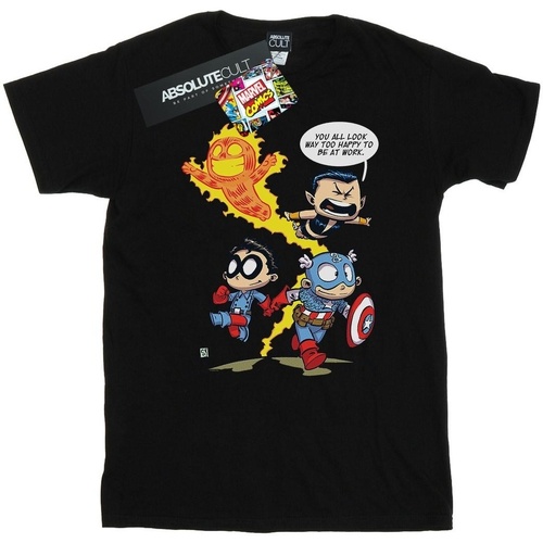 textil Mujer Camisetas manga larga Marvel Avengers Invaders Cartoon Negro
