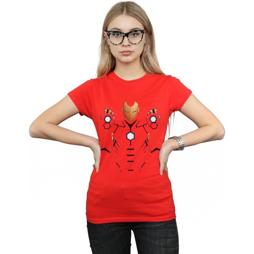 textil Mujer Camisetas manga larga Marvel Iron Man Armoured Suit Rojo